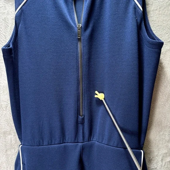 Spanx AirEssentials XL Pique Sleeveless Mockneck Jumpsuit Navy Wide Leg OpenBack - Picture 10 of 10